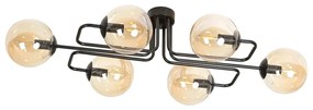 Lampadario da soffitto BRENDI 6 in acciaio e vetro 6xE14 Colore del corpo Ambrata