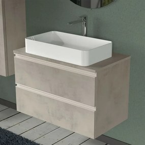 Mobile bagno sospeso 80 cm Master grigio effetto cemento per lavabo da appoggio