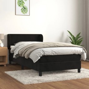 Giroletto A Molle Con Materasso Nero 100x200 Cm İn Velluto /