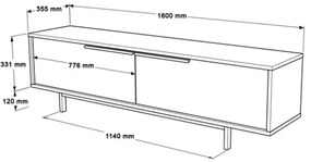 Mobile TV Con Piedini In Ferro 2 Ante Frontali 160x36x45 Ocean Bianco