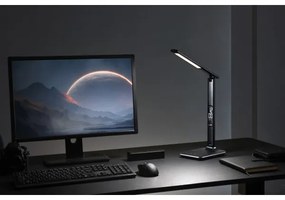 Immax 08930L - LED Lampada da tavolo dimmerabile con display KINGFISHER LED/9W/230V/12V nero