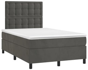 Letto a molle con materasso e led grigio scuro 120x200 cm