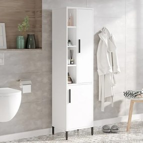 Armadio Da Bagno Multiuso 45x36x174 Con Ante E Vani Aria Bianca