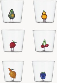 Set 6 bicchieri acqua in vetro borosilicato fatti a mano Fruits & Flowers
