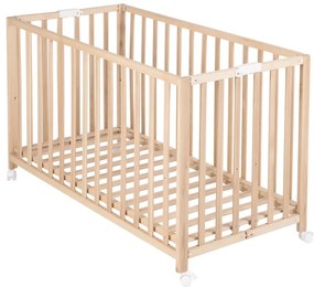 Lettino pieghevole su ruote in colore naturale 60x120 cm Fold up - Roba