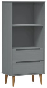 Libreria MOLDE Grigia 60x35x133,5 cm in Legno Massello di Pino