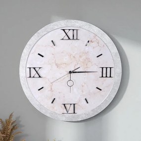 Orologio da parete D 57 cm - Moderno con Effetto Marmo Bianco