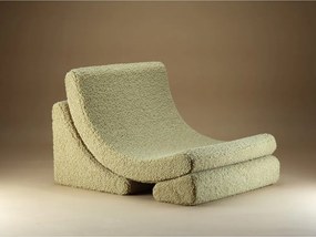 Poltrona per bambini verde con rivestimento in bouclé Moon – Wigiwama