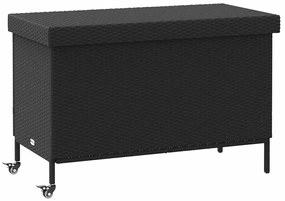 Contenitore Da Giardino Con Ruote Nero 110x55x73 Cm Polyrattan /