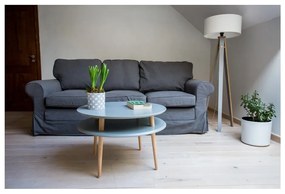 Tavolino grigio chiaro con gambe naturali UFO, Ø 70 cm Ufo - Ragaba