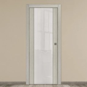 Porta interna scorrevole Cambridge Vetrata in vetro colore rovere grigio, L 60 x H 210 cm, apertura reversibile