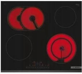 Piano Cottura in Ceramica Bosch Serie 6 PKN631FP2E, 60 cm, 4 Zone, PowerBoost, Bräterzone, Integrazione Nera