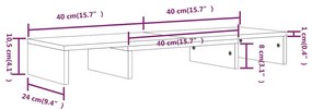 Supporto per Monitor Bianco 80x24x10,5cm Legno Massello di Pino