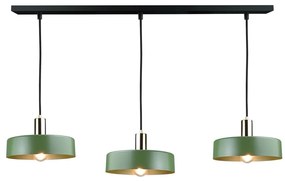 Lampadario a sospensione con filo HAKI 3xE27/60W/230V verde/nero/cromo lucido