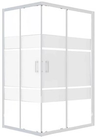 Box doccia angolare con porta scorrevole, vetro serigrafato 6 mm, L 88-100 cm X L 80 cm, H 190 cm, cromo Alba
