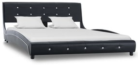 Letto con materasso nero in similpelle 140x200 cm