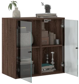 Mobile a Muro con Ante in Vetro Rovere Marrone 68x37x68,5 cm