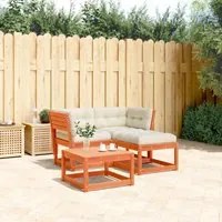 Set Divani Giardino 3 pz con Cuscini Marrone Cera Massello Pino 3216992