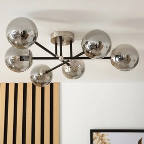 Brilagi - Lampadario a soffitto MALIVA 6xE14/15W/230V cromo satinato/fumé