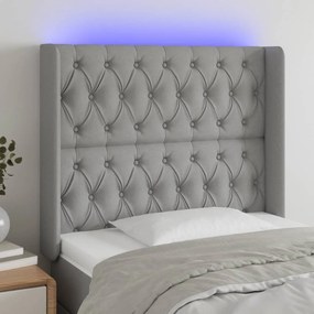 Testiera A Led Grigio Chiaro 103x16x118/128 Cm İn Tessuto /