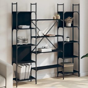 Libreria nera 155,5x24x166,5 cm in legno multistrato