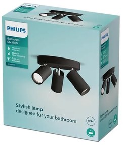 Philips - Luce Spot da bagno IDRIS 3xGU10/5W/230V IP44 nero