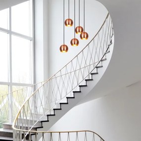 Lampadario a sospensione con filo SIVANI 5xE27/40W/230V rame