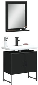 Set Mobili Da Bagno 2 Pz Nero İn Legno Multistrato /
