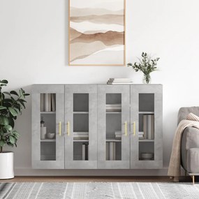 Armadietti A Parete 2 Pz Grigio Cemento İn Legno Multistrato /