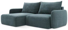 Divano angolare turchese allungabile/con contenitore (con penisola a sinistra) Kalena – Makamii