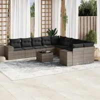 Set Divani da Giardino 11 pz con Cuscini in Polyrattan Grigio 3255457