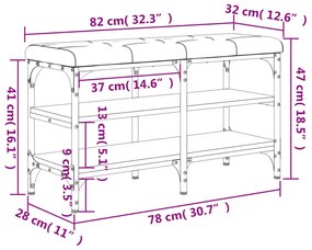Panca Porta Scarpe Nera 82x32x47 cm in Legno Multistrato