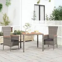 Tavolo Giardino Piano Legno Grigio Polyrattan e Massello Acacia 319549