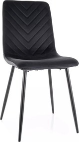 Sedia Daren Velvet in velluto nero e struttura in metallo nero opaco – 45x39x91 cm