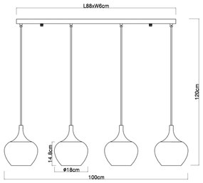 Globo 15548-4HG - Lampadario a sospensione con filo MAXY 4xE27/40W/230V rame