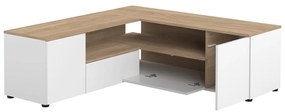 Tavolo TV in rovere decorato in bianco naturale 130x46 cm Angle - TemaHome