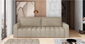 Divano beige allungabile/con contenitore e rivestimento in velluto 247 cm Lazaro – ELTAP