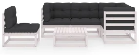 Set divani da giardino 6 pz con cuscini legno massello di pino
