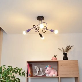 Lampadario a plafone OXFORD 4xE27/15W/230V nero/viola