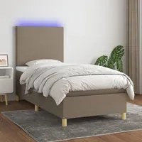 Letto a Molle con Materasso e LED Tortora 80x200 cm in Tessuto 3135233