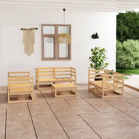 Set divani da giardino 7 pz in legno massello di pino