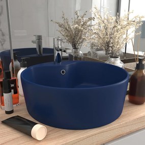 Lavandino Con Troppopieno Blu Scuro Opaco 36x13 Cm İn Ceramica /