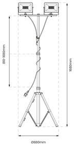 Faretto LED con supporto 2xLED 50W 230V 4000K IP44