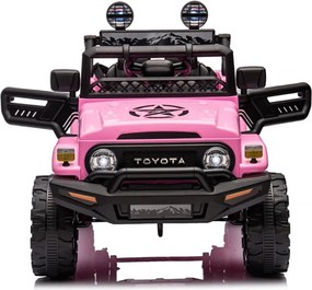 Macchina Elettrica per Bambini Fuoristrada Toyota Fj Cruiser 12V Telecomando Ruote in Gomma e Sedile in Pelle Rosa...