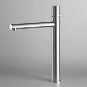 Miscelatore lavabo alto satinato senza leva in acciaio inox Gemini