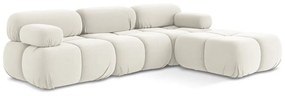 Divano angolare componibile bianco con rivestimento in velluto Lokua – Makamii
