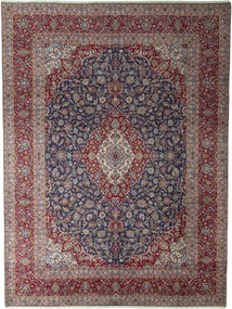 Kashan Tappeto 400 x 300 Blu (Iran) Annodato A Mano
