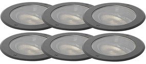 Set di 6 faretti da incasso a terra per esterni dimmerabili neri IP65 incl. LED - Delux Honey