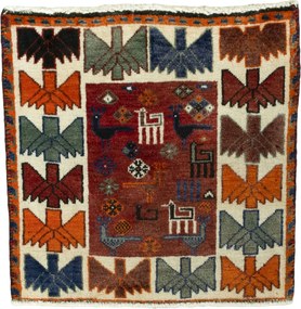 Shiraz Tappeto 50x50 Rosso (Iran) Annodato A Mano