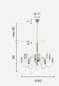Lampadario dido 12 luci ottanio e cromo attacco e14 d.83cm